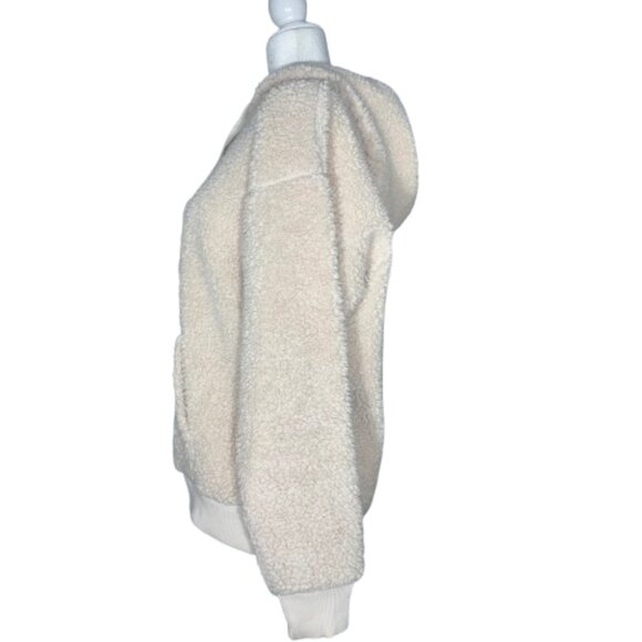 American Eagle Women's Cream Pullover Hoodie Sherpa Size Medium - Picture 3 of 10